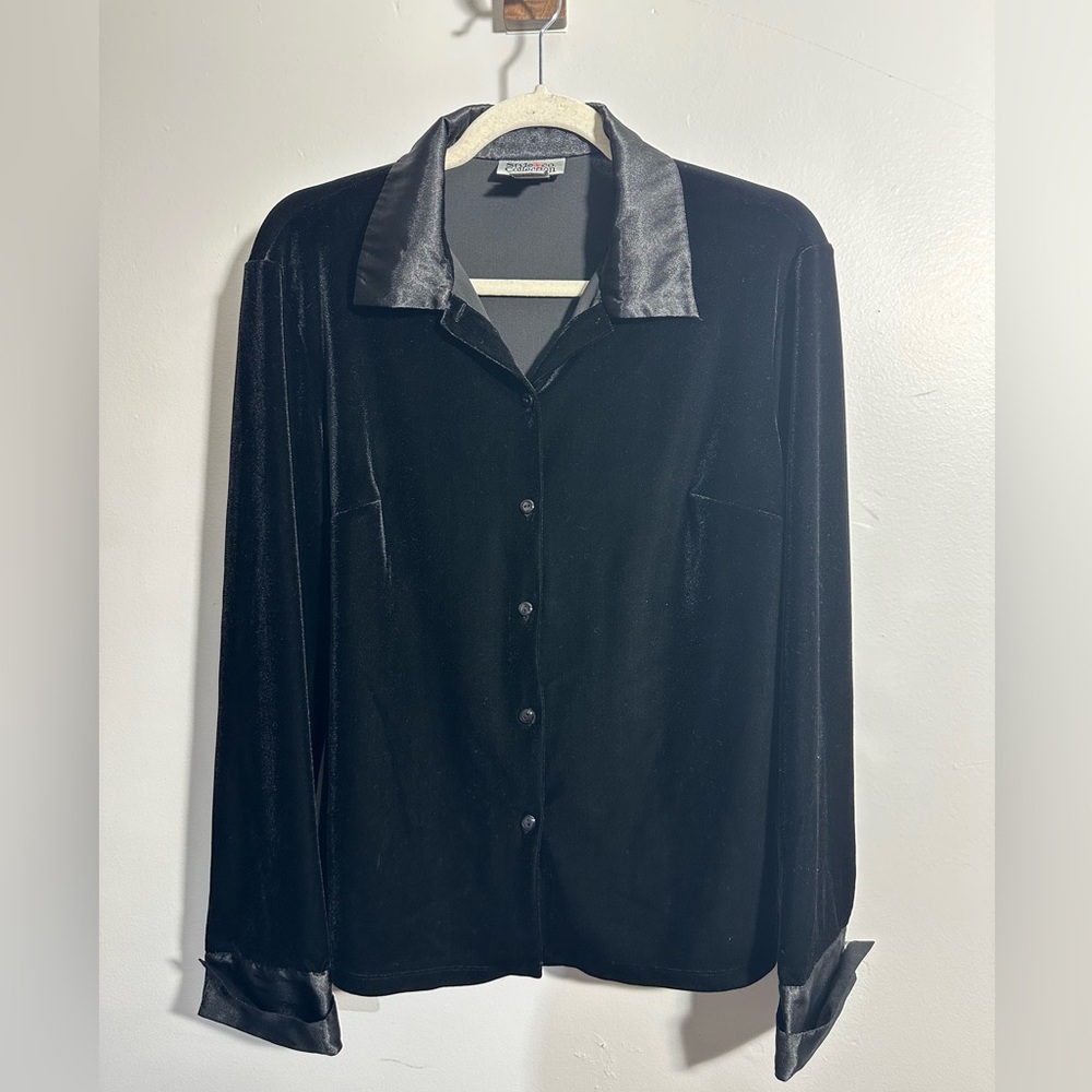 Style & Co. Collection Women’s M Velvet Long Sleeve Button Down Shirt | SKU 0173